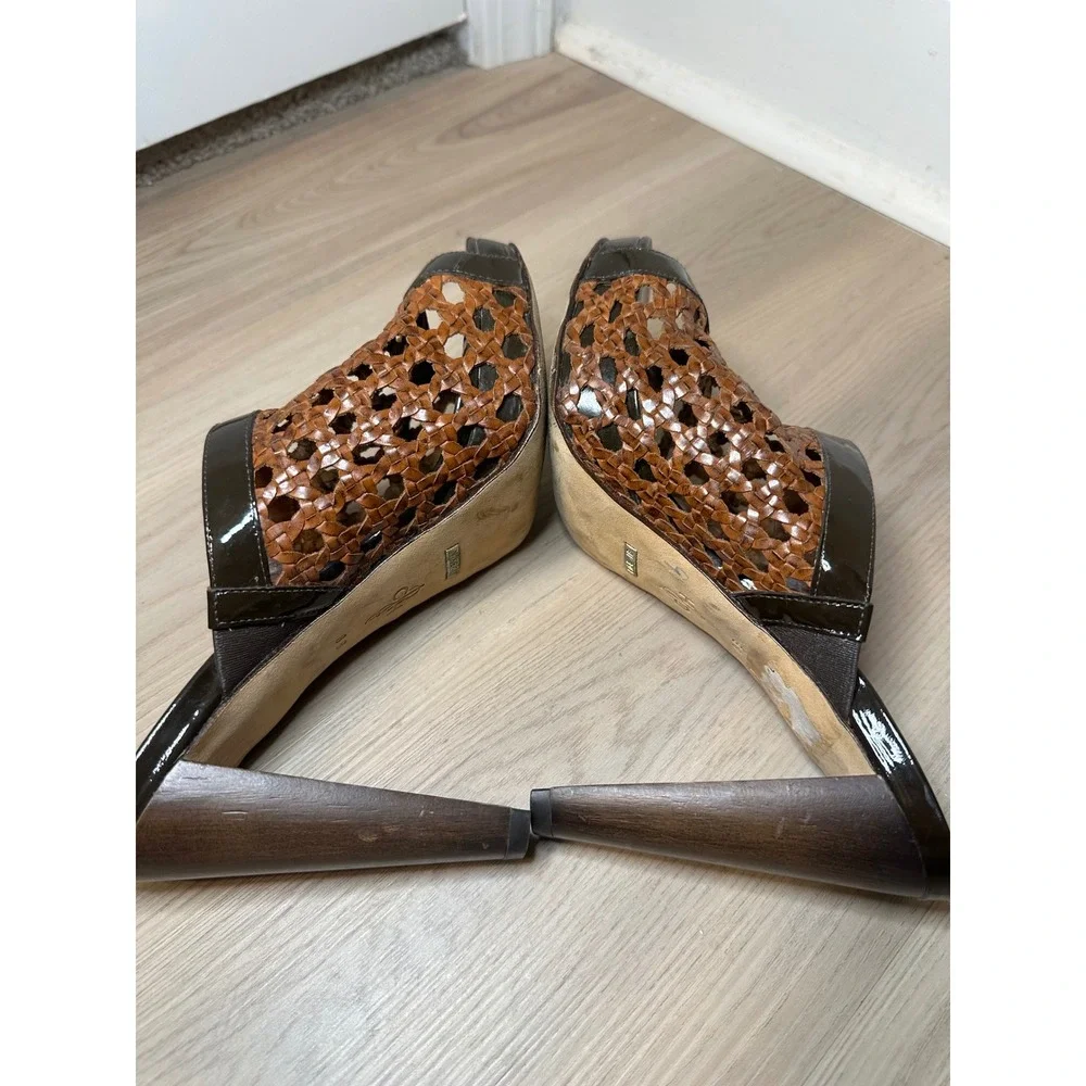 Cole Haan Women High Heels Mules Sandals Sz 8B Stephanie‎ Brown Woodbury D337775 - Picture 6 of 8